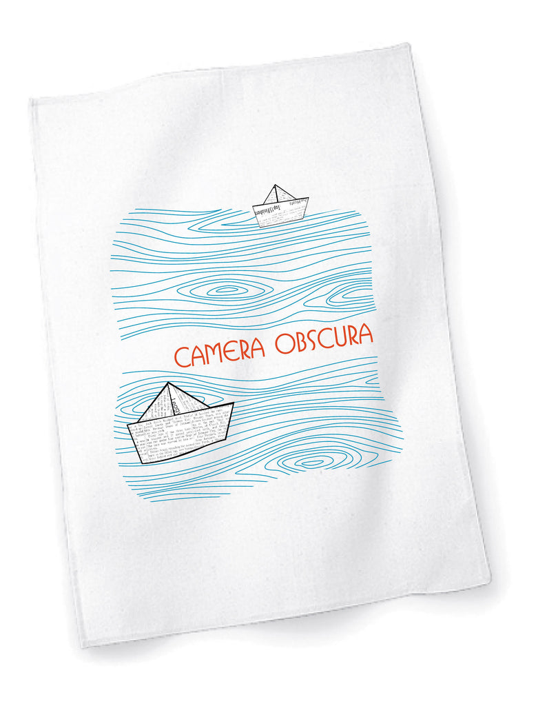 White 'Paper Boats' Tea Towel – Camera Obscura Shop